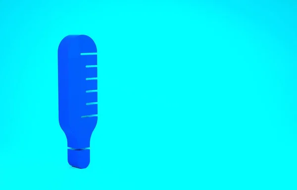 Синий медицинский термометр для медицинского освидетельствования иконка выделена на синем фоне. Концепция минимализма. 3D-рендеринг — стоковое фото