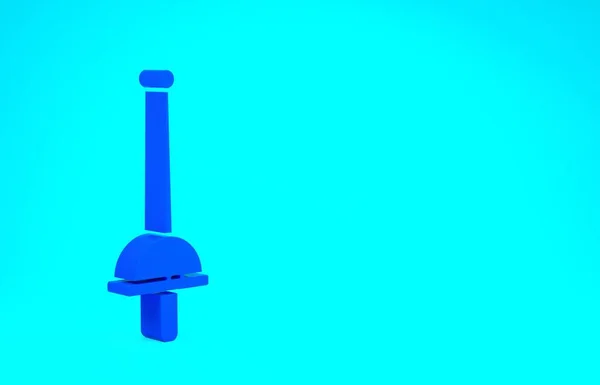 Icono de esgrima azul aislado sobre fondo azul. Equipamiento deportivo. Concepto minimalista. 3D ilustración 3D render — Foto de Stock