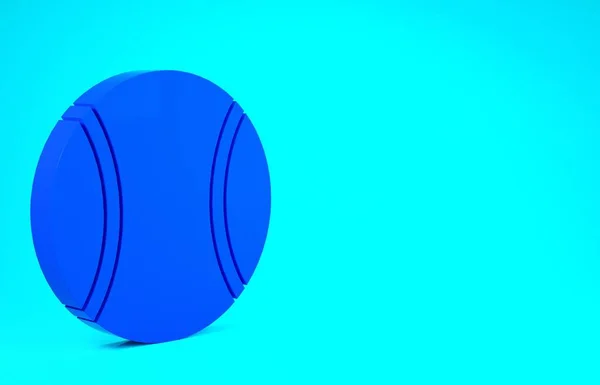 Kék Tenisz labda ikon elszigetelt kék háttérrel. Sportfelszerelés. Minimalizmus koncepció. 3d illusztráció 3D render — Stock Fotó