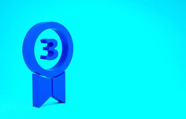 Blue Medal icon isolated on blue background. Winner achievement sign. Award medal. Minimalism concept. 3d illustration 3D render — Stock Photo, Image