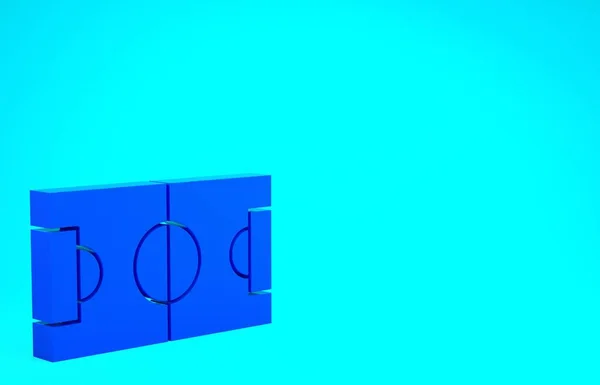 Modrý fotbal nebo fotbalové hřiště ikona izolované na modrém pozadí. Minimalismus. 3D ilustrace 3D vykreslení — Stock fotografie