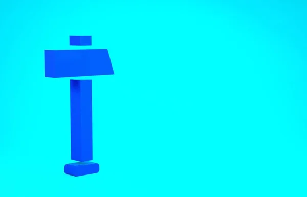 Ícone de martelo azul isolado no fundo azul. Ferramenta para reparo. Conceito de minimalismo. 3D ilustração 3D render — Fotografia de Stock