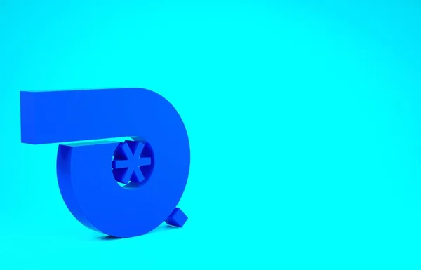 Синий значок турбонагнетателя на синем фоне. Турбокомпрессор. Индукция турбокомпрессора. Концепция минимализма. 3D-рендеринг — стоковое фото