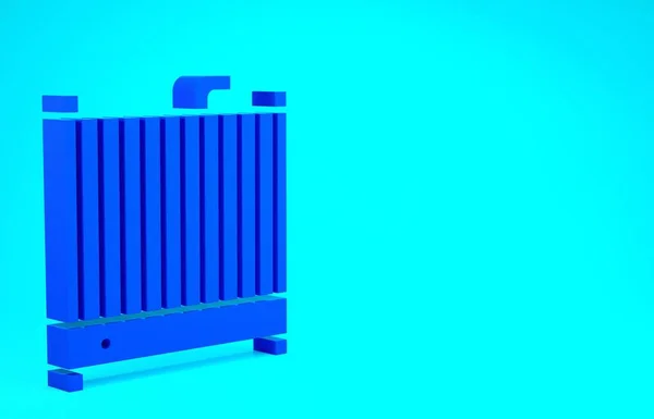 Ícone do sistema de resfriamento do radiador Blue Car isolado no fundo azul. Conceito de minimalismo. 3D ilustração 3D render — Fotografia de Stock