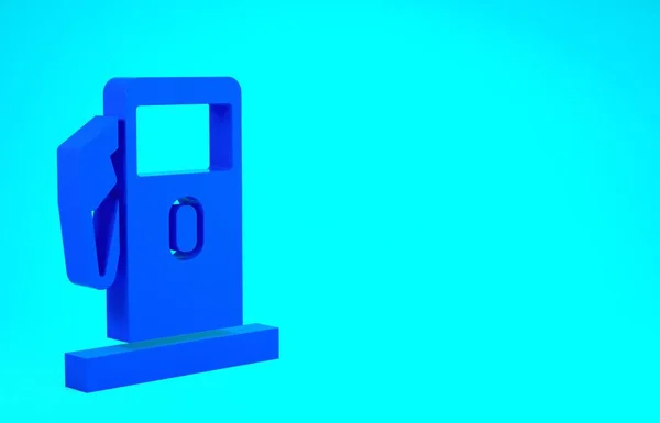 블루 페트로 롤이나 가스 스테이션 아이콘은 파란 배경에 분리되어 있습니다. 자동차 연료 상징. 가솔린 펌프요. 미니멀리즘의 개념입니다. 3d 삽화 3D 렌더링 — 스톡 사진