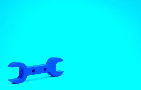 Blaues Schlüsselsymbol isoliert auf blauem Hintergrund. Minimalismus-Konzept. 3D Illustration 3D Renderer — Stockfoto