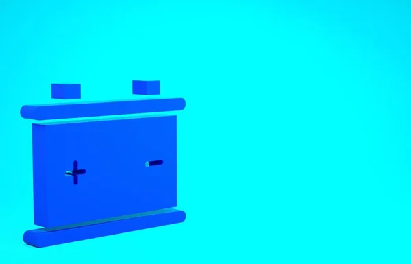 Ícone de bateria Blue Car isolado no fundo azul. Acumulador de energia da bateria e bateria acumulador de eletricidade. Conceito de minimalismo. 3D ilustração 3D render — Fotografia de Stock