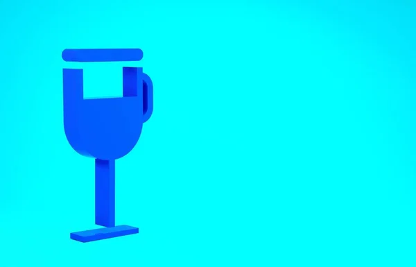 Modrá irská kávová ikona izolované na modrém pozadí. Minimalismus. 3D ilustrace 3D vykreslení — Stock fotografie