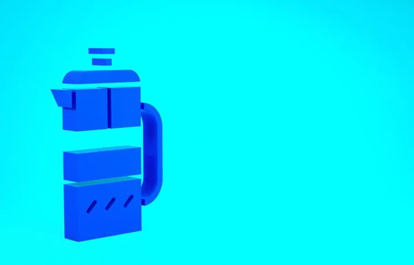 Blaues französisches Pressesymbol isoliert auf blauem Hintergrund. Minimalismus-Konzept. 3D Illustration 3D Renderer — Stockfoto