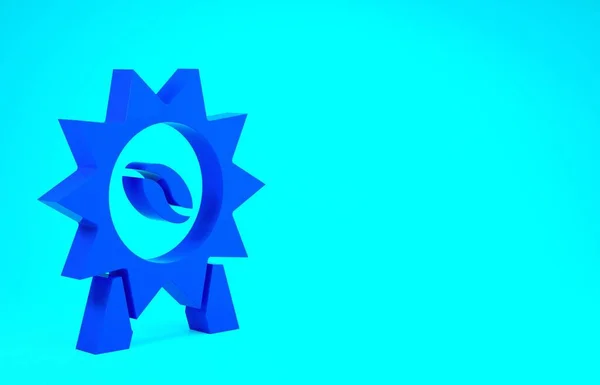Blaue Medaille für Kaffee-Symbol isoliert auf blauem Hintergrund. Premium-Qualität Kaffee-Abzeichen. Minimalismus-Konzept. 3D Illustration 3D Renderer — Stockfoto