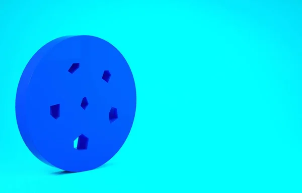 Blue Cookie eller kex med choklad ikon isolerad på blå bakgrund. Minimalistiskt koncept. 3D-återgivning för 3D — Stockfoto