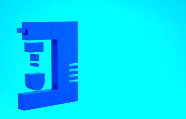 Ikon mesin kopi biru diisolasi dengan latar belakang biru. Konsep minimalisme. Tampilan 3D ilustrasi 3d — Stok Foto