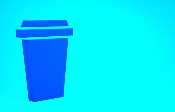 Blue Coffee Tasse to go Symbol isoliert auf blauem Hintergrund. Minimalismus-Konzept. 3D Illustration 3D Renderer — Stockfoto