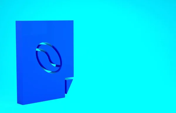 Icono del cartel del café azul aislado sobre fondo azul. Concepto minimalista. 3D ilustración 3D render — Foto de Stock