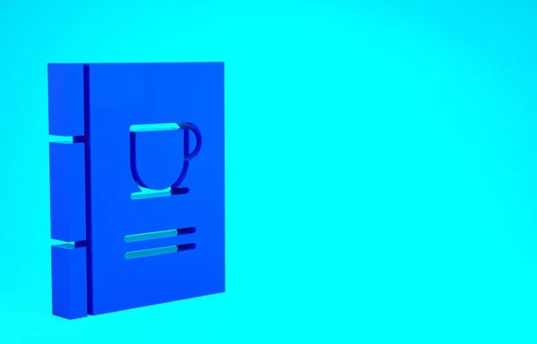 Иконка книги "Синий кофе" выделена на синем фоне. Концепция минимализма. 3D-рендеринг — стоковое фото