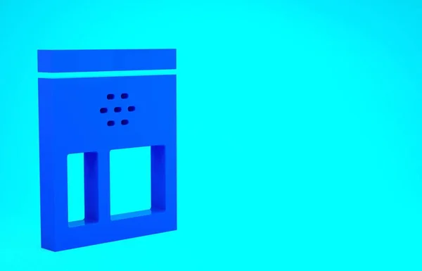 Saco azul de grãos de café ícone isolado no fundo azul. Conceito de minimalismo. 3D ilustração 3D render — Fotografia de Stock