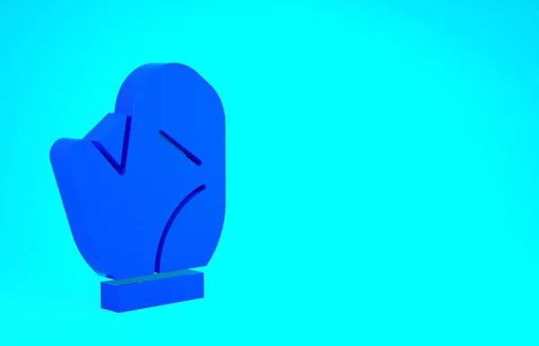 Ікона блакитної бейсбольної рукавички ізольована на синьому тлі. Концепція мінімалізму. 3D-рендеринг — стокове фото