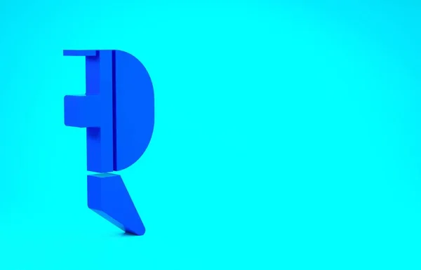 Casco blu maschera di recinzione icona isolata su sfondo blu. Difesa sportiva tradizionale. Concetto minimalista. Illustrazione 3d rendering 3D — Foto Stock