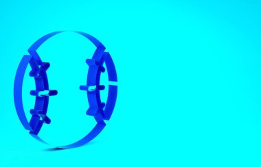 Mavi arka planda mavi beyzbol topu ikonu izole edildi. Minimalizm kavramı. 3d illüstrasyon 3B canlandırma