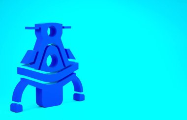 Mavi Kar Modülü simgesi mavi arkaplanda izole edildi. Kar arabası işareti. Olağanüstü bir spor. Minimalizm kavramı. 3d illüstrasyon 3B canlandırma