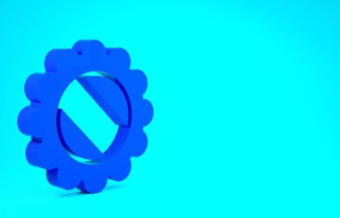 Mavi şişe kapağı simgesi mavi arkaplanda izole edildi. Minimalizm kavramı. 3d illüstrasyon 3B canlandırma