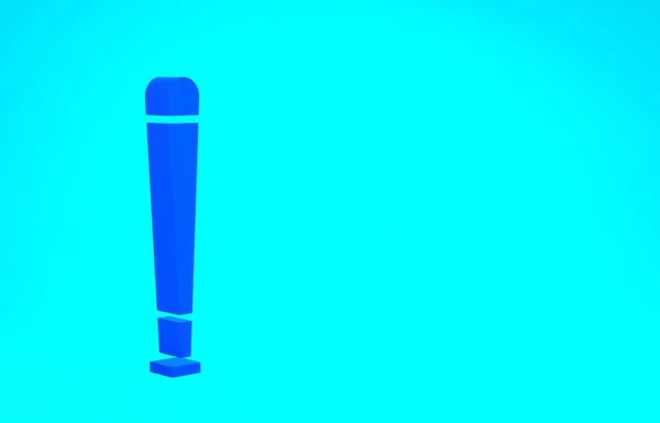 青の背景に隔離された青の野球バットアイコン。スポーツ用具。最小限の概念。3Dイラスト3Dレンダリング — ストック写真