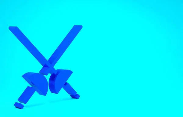 Μπλε Ξιφασκία εικονίδιο απομονώνονται σε μπλε φόντο. Αθλητικός εξοπλισμός. Μινιμαλιστική έννοια. 3d απεικόνιση 3D καθιστούν — Φωτογραφία Αρχείου