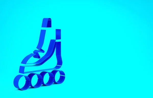 Blue Roller skate icon isolated on blue background. Minimalism concept. 3d illustration 3D render — Stock Photo, Image