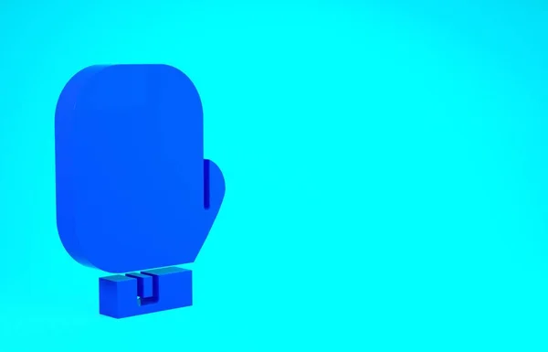 Luva de boxe azul ícone isolado no fundo azul. Conceito de minimalismo. 3D ilustração 3D render — Fotografia de Stock