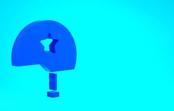 Blauwe Militaire helm pictogram geïsoleerd op blauwe achtergrond. Legerhoed symbool van verdediging en bescherming. Beschermende hoed. Minimalisme concept. 3d illustratie 3D renderen — Stockfoto