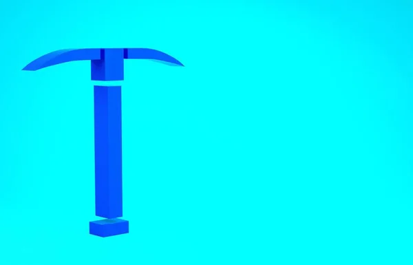 Blue Pickaxe icon isolated on blue background. Minimalism concept. 3d illustration 3D render — Stock Photo, Image