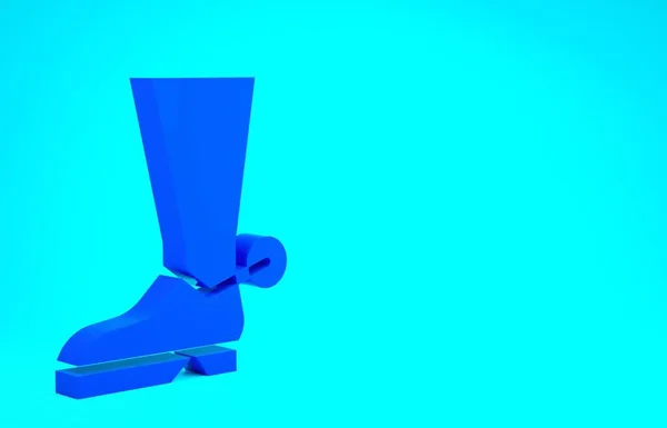 Icono de bota azul vaquero aislado sobre fondo azul. Concepto minimalista. 3D ilustración 3D render — Foto de Stock