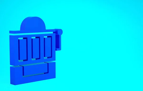 Синий значок игрового автомата выделен на синем фоне. Концепция минимализма. 3D-рендеринг — стоковое фото