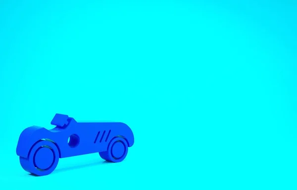 Ícone de carro de corrida esporte Vintage azul isolado no fundo azul. Conceito de minimalismo. 3D ilustração 3D render — Fotografia de Stock