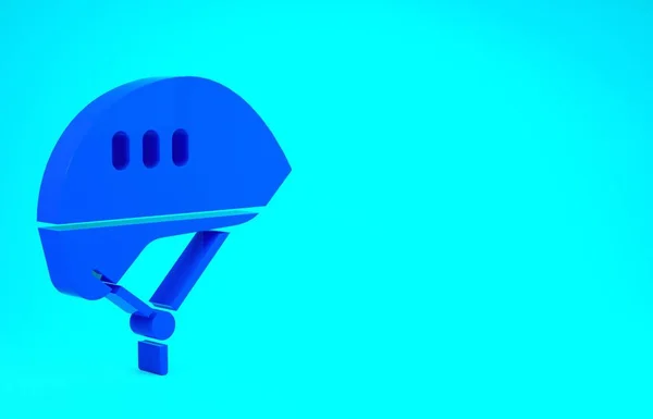 Blaues Fahrradhelm-Symbol isoliert auf blauem Hintergrund. Extremsport. Sportgeräte. Minimalismus-Konzept. 3D Illustration 3D Renderer — Stockfoto