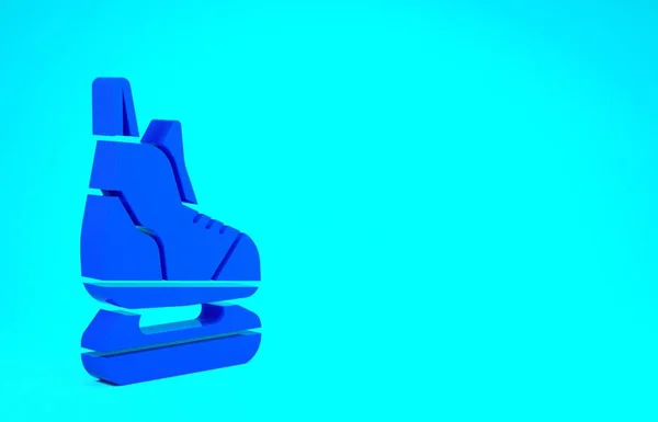 Ikona Blue Skates odizolowana na niebieskim tle. Ikona butów na łyżwach. Sportowe buty z ostrzami. Koncepcja minimalizmu. Ilustracja 3D 3D renderowania — Zdjęcie stockowe