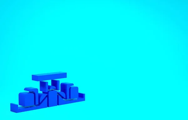 Kék Forma-1 versenyautó ikon elszigetelt kék háttér. Minimalizmus koncepció. 3d illusztráció 3D render — Stock Fotó