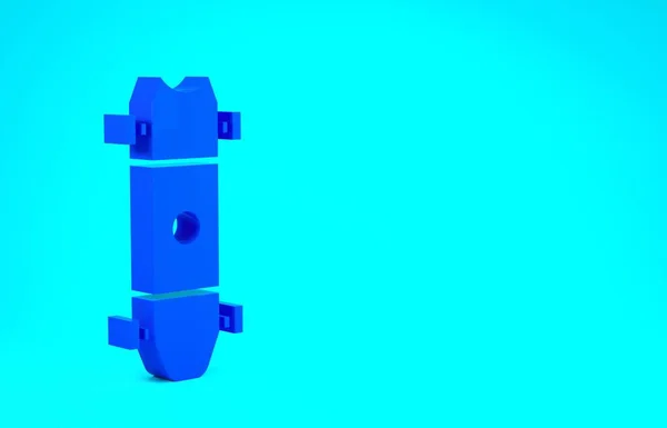 Azul Longboard o skateboard cruiser icono aislado sobre fondo azul. Deporte extremo. Equipamiento deportivo. Concepto minimalista. 3D ilustración 3D render — Foto de Stock