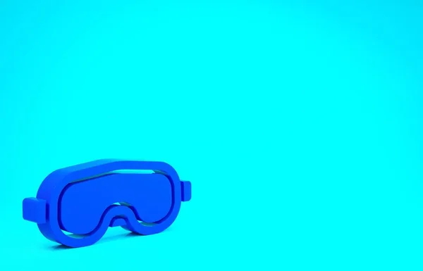 Gafas de esquí azul icono aislado sobre fondo azul. Deporte extremo. Equipamiento deportivo. Concepto minimalista. 3D ilustración 3D render — Foto de Stock