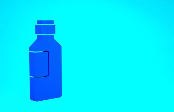 Kék palack víz ikon elszigetelt kék háttérrel. Üdítőital tábla. Minimalizmus koncepció. 3d illusztráció 3D render — Stock Fotó