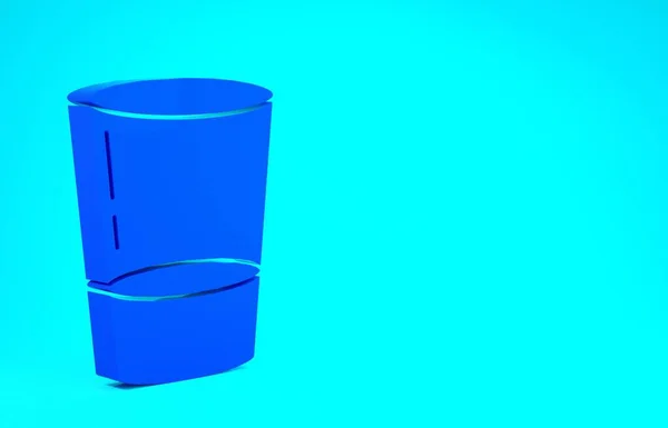 Голубое стекло со значком воды на синем фоне. Содовое стекло. Концепция минимализма. 3D-рендеринг — стоковое фото