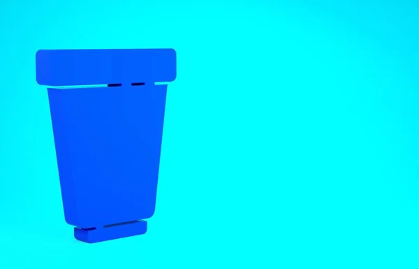 Ikon kartrid filter air biru diisolasi dengan latar belakang biru. Konsep minimalisme. Tampilan 3D ilustrasi 3d — Stok Foto