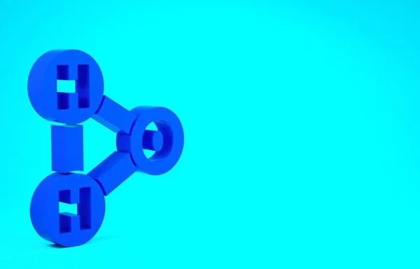 Modrá Chemický vzorec pro kapky vody H2O ve tvaru ikony izolované na modrém pozadí. Minimalismus. 3D ilustrace 3D vykreslení — Stock fotografie