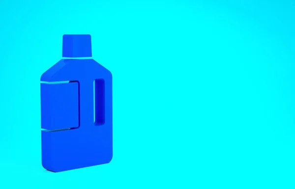 Bottiglia grande blu con icona di acqua pulita isolata su sfondo blu. Contenitore di plastica per il dispositivo di raffreddamento. Concetto minimalista. Illustrazione 3d rendering 3D — Foto Stock