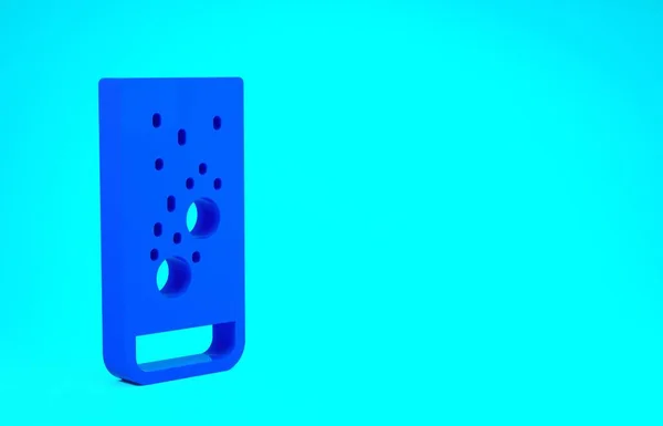 Pastillas de aspirina efervescentes azules se disuelven en un vaso de agua icono aislado sobre fondo azul. Concepto minimalista. 3D ilustración 3D render — Foto de Stock