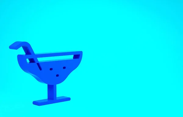 Blue Cocktail icon isolated on blue background. Minimalism concept. 3d illustration 3D render
