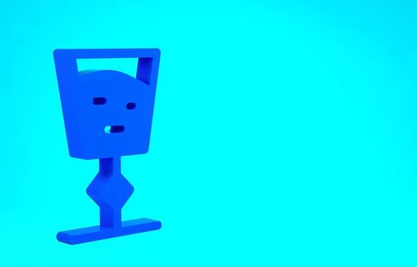 Icono de copa de vino azul aislado sobre fondo azul. Signo de copa de vino. Concepto minimalista. 3D ilustración 3D render — Foto de Stock