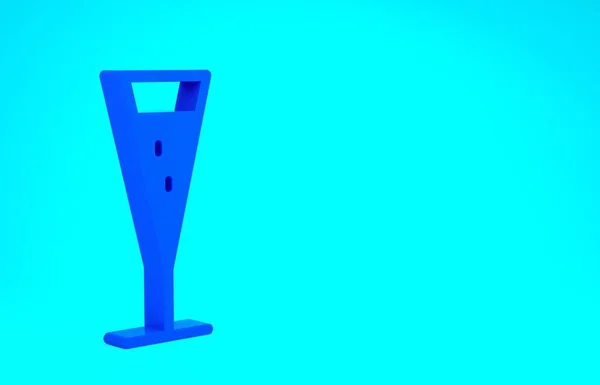 Cristal azul de champán icono aislado sobre fondo azul. Concepto minimalista. 3D ilustración 3D render — Foto de Stock