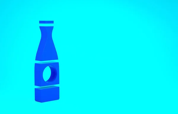 Blue Bier fles pictogram geïsoleerd op blauwe achtergrond. Minimalisme concept. 3d illustratie 3D renderen — Stockfoto