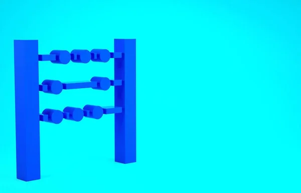 Kék Abacus ikon elszigetelt kék háttérrel. Hagyományos számolási keret. Oktatási jel. Matematika iskola. Minimalizmus koncepció. 3d illusztráció 3D render — Stock Fotó